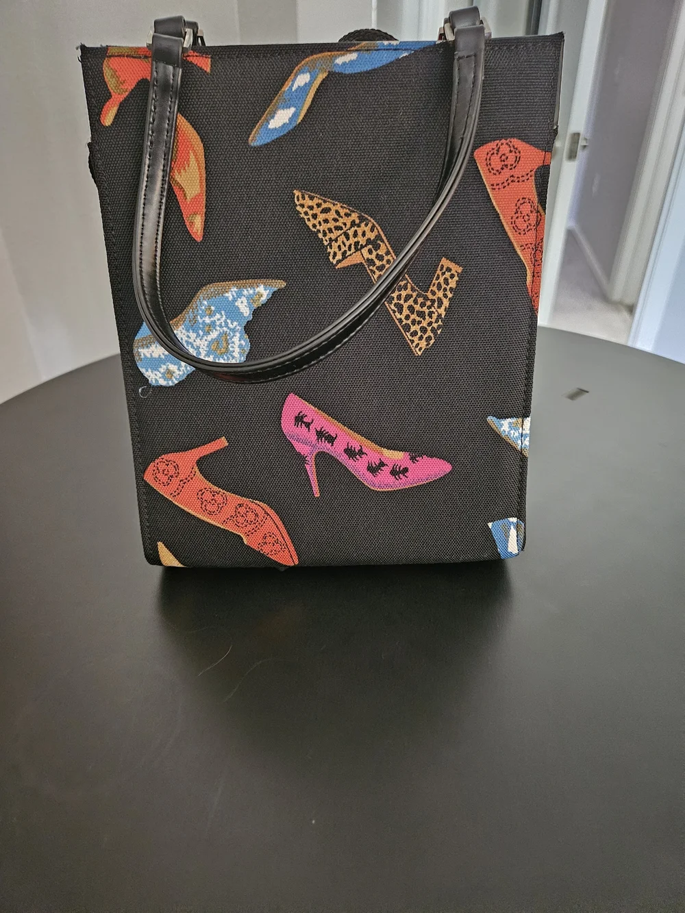 Vintage Y2K Braciano Rhinestone High Heel Print Crossbody Tote Bag - Picture 3 of 8